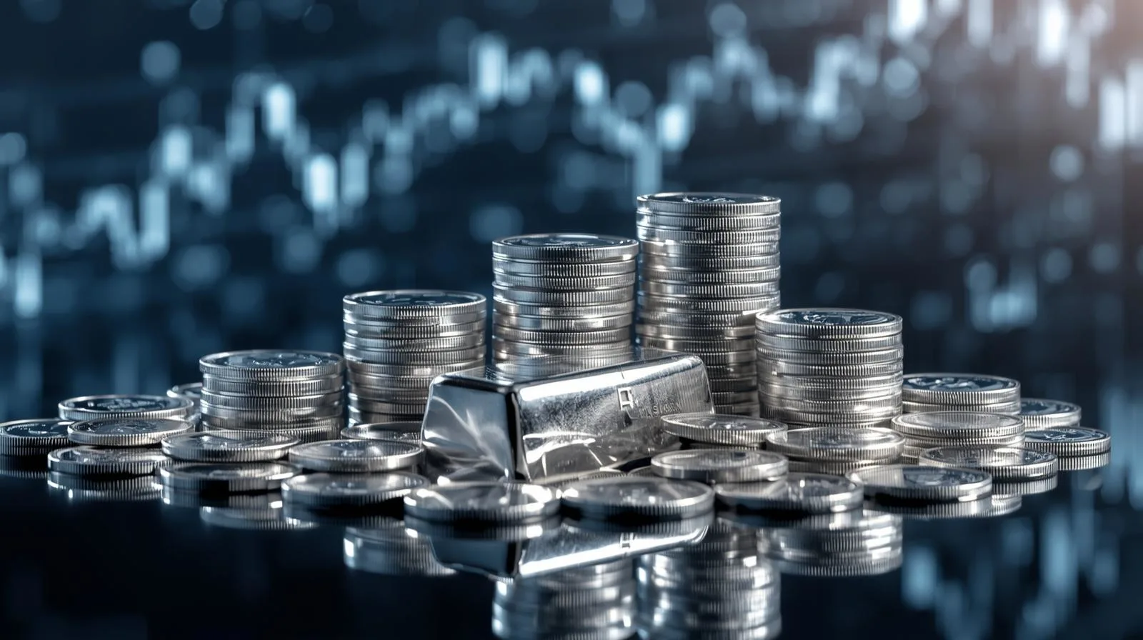 Silver bars and coins