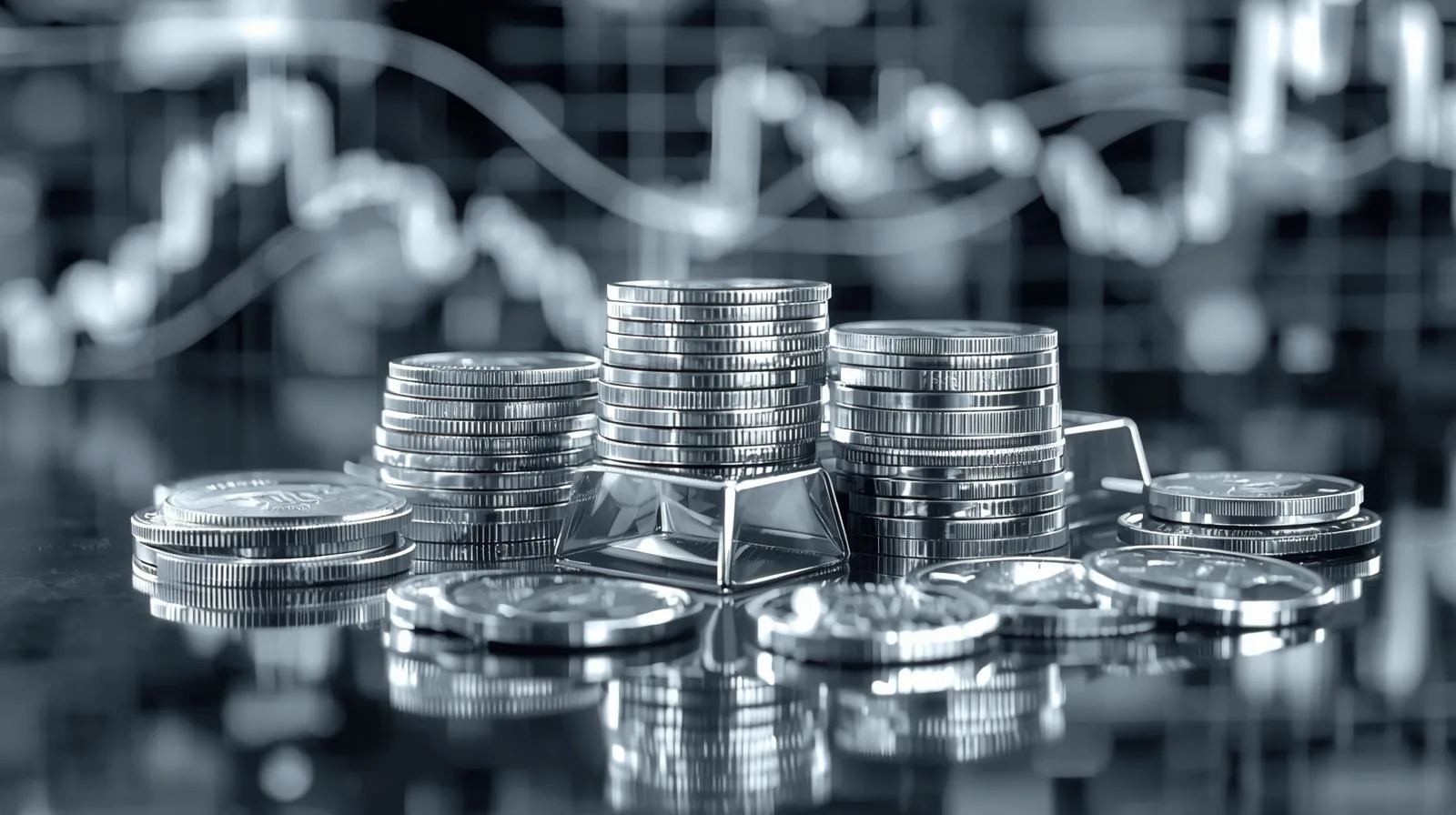 Silver bars and coins