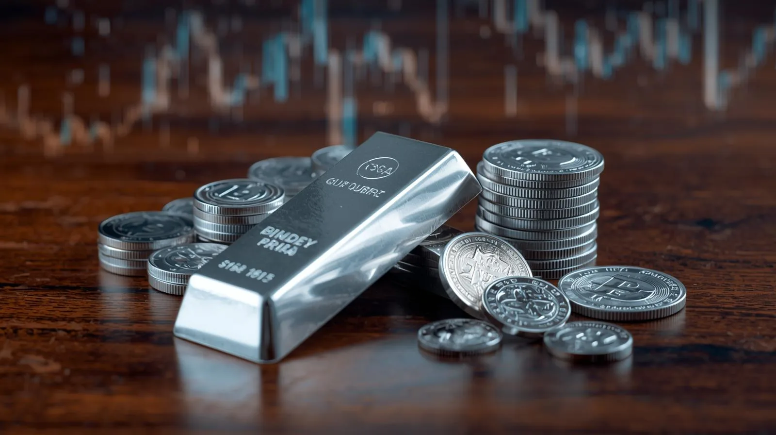 Silver bars and coins